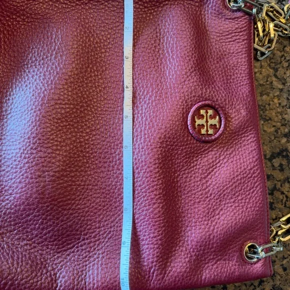 Tory Burch Plum Leather Chain Shoulder Bag - Picture 5 of 10